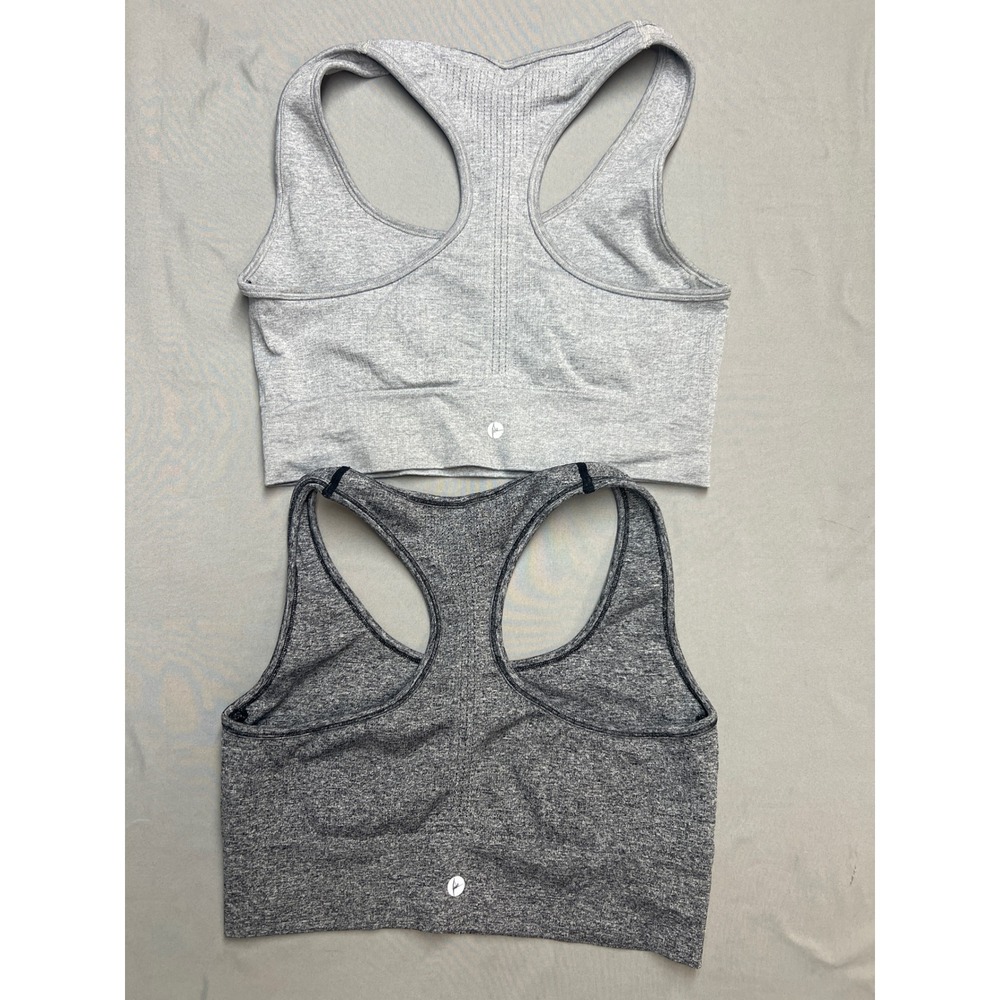90 Degree by Reflex Girls XL Sports Bra Set 2 Pack Heather Gray Racerback - Picture 6 of 7
